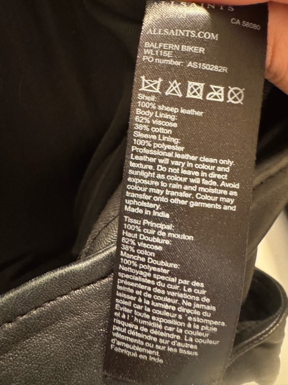 AllSaints Balfern Leather Jacket Black Moto Biker XXS US 0 - Picture 9 of 10